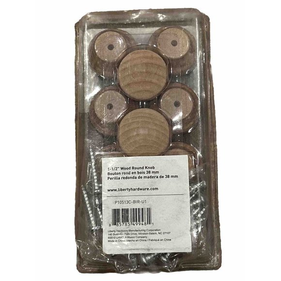 Liberty Hardware 1-1/2”Unfinish Birch Wood Round Knob Drawer Pull P10513C-BIR-U1 - Picture 2 of 2